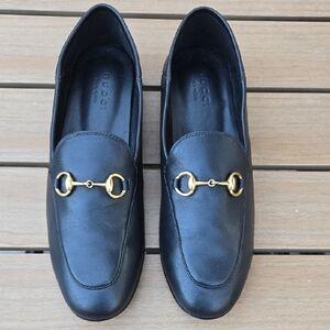 Gucci Black Loafers with Gold Horsebit